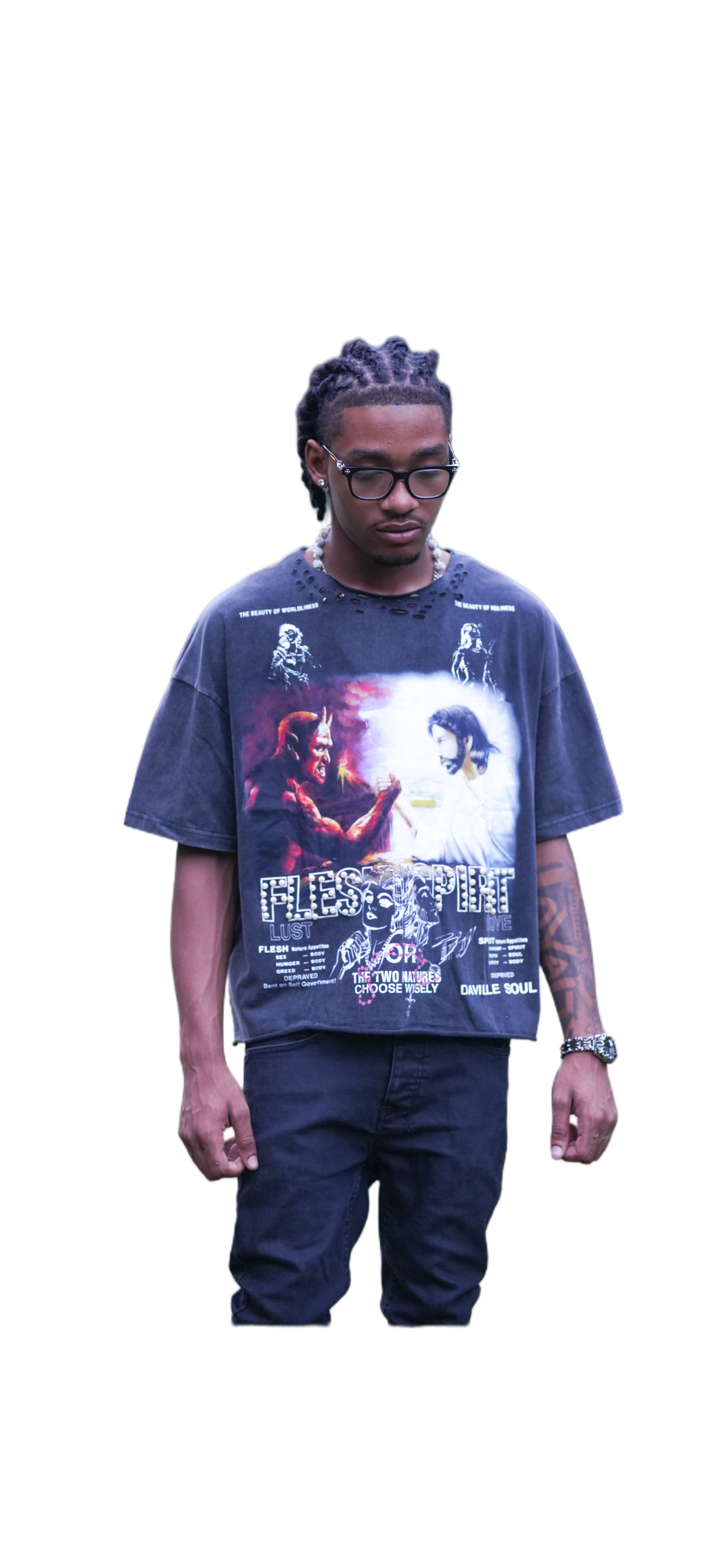 Flesh v Spirit distressed tee