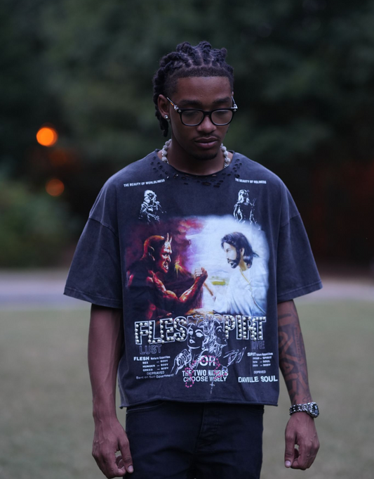 Flesh v Spirit  distressed tee