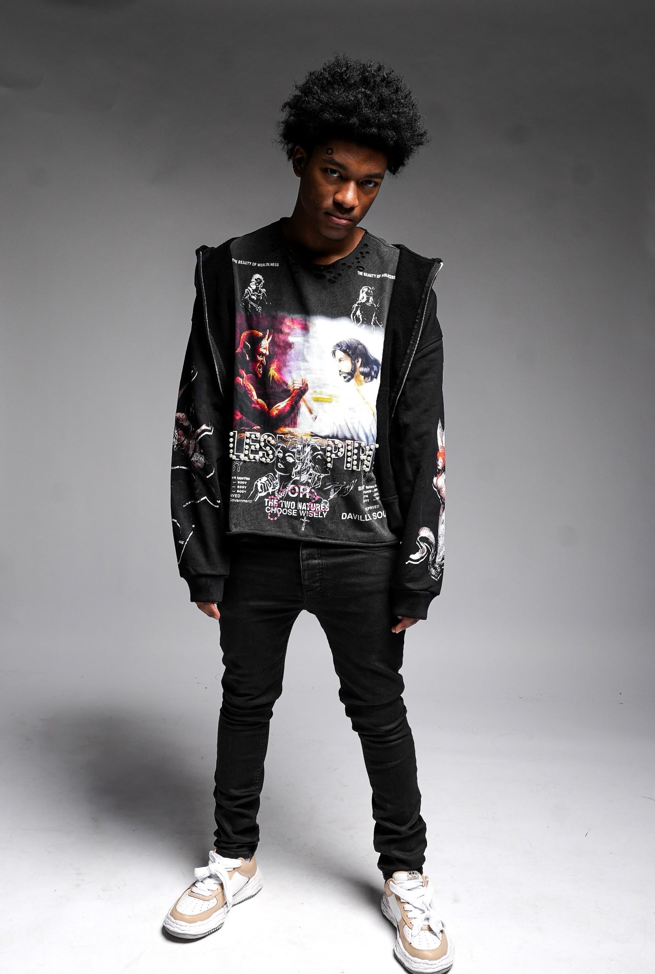 Flesh v Spirit  distressed tee