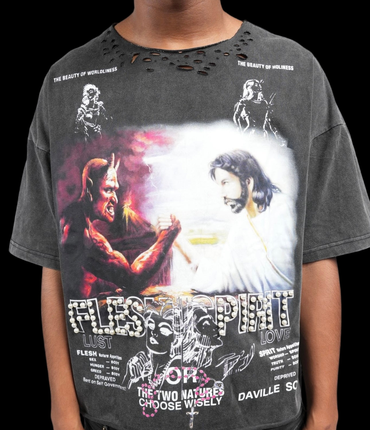 Flesh v Spirit  distressed tee
