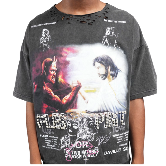 Flesh v Spirit  distressed tee